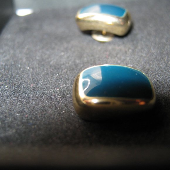 Vintage Christian Dior Gold Blue Lapis Earrings - Picture 2 of 7